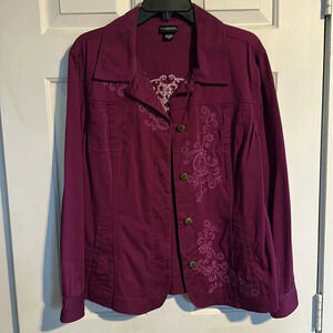Trillogy by morning sun purple denim jacket size large